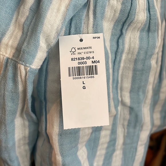 Tie shoulder striped smocked babydoll swing blouse - Picture 4 of 4